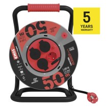 Kültéri kábeldob 50 m / 4 aljzat / fekete / gumi-neoprén / 230V / 1,5 mm2