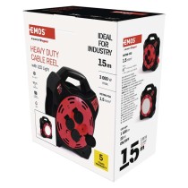 Kültéri kábeldob 15 m / 4 aljzat / gumi-neoprén / 230 V / 1,5 mm2 LED fényvisszaverővel