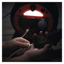 Fagyásálló kábeldob 20 m / 3 aljzat / kék / PVC / 230 V / 1,5 mm2