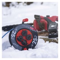 Fagyásálló kábeldob 25 m / 4 aljzat / kék / PVC / 230 V / 1,5 mm2