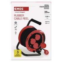 Kültéri kábeldob 25 m / 4 aljzat / fekete / gumi / 230V/400V / 1,0 mm2