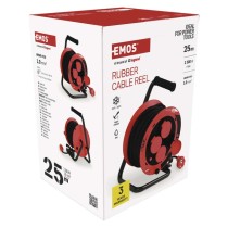 Kültéri kábeldob 25 m / 4 aljzat / fekete / gumi / 230V/400V / 1,0 mm2