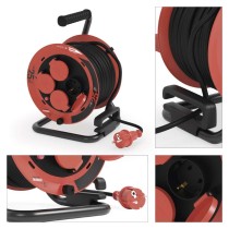 Kültéri kábeldob 25 m / 4 aljzat / fekete / gumi / 230V/400V / 1,0 mm2