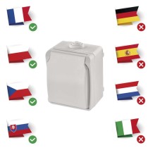 Zásuvka nástěnná, bílá, IP54