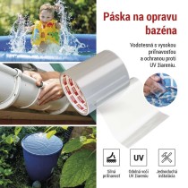 Opravná lepiaca páska na bazény, 1 m × 100 mm, transparentná