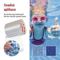 Opravná lepící páska na bazény, 1 m × 100 mm, průhledná