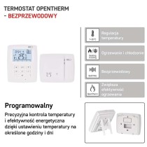 Termostat bezprzewodowy, pokojowy, programowalny z OpenTherm, P5611OT