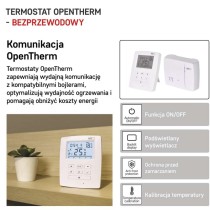 Termostat bezprzewodowy, pokojowy, programowalny z OpenTherm, P5611OT