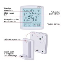 Inteligentny termostat pokojowy, bezprzewodowy, GoSmart z WiFi, P56S11