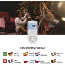 2 az 1-ben konnektoros, digitális termosztát időzítő funkcióval, schuko