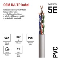 Datový kabel UTP CAT 5E PVC CCA, 100m