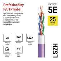 Datový kábel FTP CAT 5E LSZH, 305m