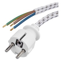 Netzkabel 3x 0,75mm2 für Bügeleisen, 2,4m, textilummantelt