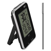 Digitālais termometrs ar mitruma mērītāju, vadu sensors, modinātājs E0121