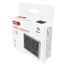 Digitální teploměr s vlhkoměrem, bezdrátové čidlo, budík, datum E6210