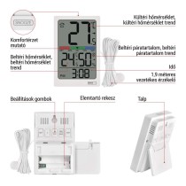 Digitális hőmérő páratartalom-mérővel, vezetékes érzékelővel, ébresztőórával E0558P