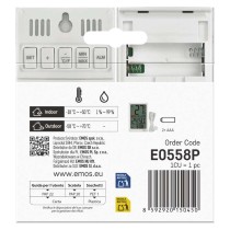 Digitālais termometrs ar mitruma mērītāju, vadu sensors, modinātājs E0558P