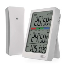 Digitális hőmérő páratartalom-mérővel, vezeték nélküli érzékelővel, óra, dátum E0558W