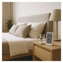 Digitální teploměr s vlhkoměrem, bezdrátové čidlo, budík, datum E0558W