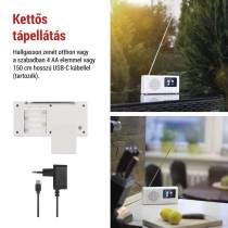 Hordozható rádió Bluetooth, DAB / DAB+ / FM, fehér színben
