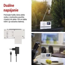 Prenosné rádio s Bluetooth, DAB / DAB+ / FM, biele