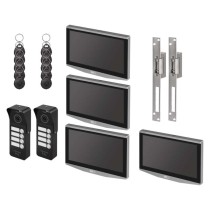 Video-Türsprechanlagen-Set IP-750 mit 2 Eingängen für 4 Teilnehmer und 2 el. schlösser