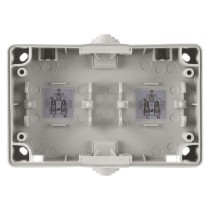 Zásuvka nástěnná dvojitá, šedo-černá, IP44