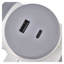 Aljzat elágazó 2×, 1×USB-A+1×USB-C, fehér-szürke