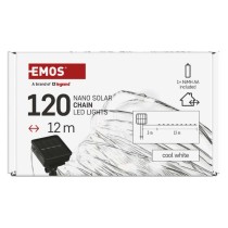LED nano reťaz so solárnym panelom, medená, 12 m, vonkajšia aj vnút, studená biela, časova