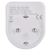 Aljzat elágazó 1×, 1×USB-A+1×USB-C, fehér