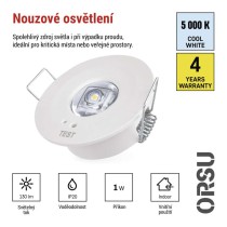 Nouzové svítidlo ORSU 1W 130lm 3h MT