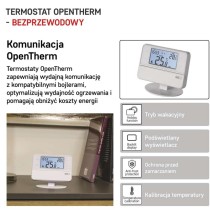 Termostat bezprzewodowy, pokojowy, programowalny z OpenTherm, P5616OT