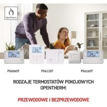 Termostat bezprzewodowy, pokojowy, programowalny z OpenTherm, P5616OT