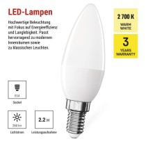 LED Lampe Classic Candle / E14 / 2,2 W (25W) / 250 lm / Warmweiß