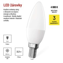LED žárovka Classic svíčka / E14 / 2,2 W (25 W) / 250 lm / neutrální bílá