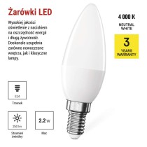 Żarówka LED Classic świeczka  / E14 / 2,2 W (25 W) / 250 lm / neutralna biel
