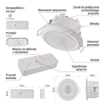 Dzwonek przewodowy/bezprzewodowy P57103, wbudowany
