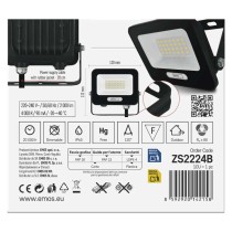 LED reflektor GLARO 20W, fekete, IP65, 2000 lm, természetes fehér