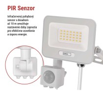 LED reflektor GLARO s pohybovým čidlom, 20 W, biely, IP54, 2000 lm, neutrálna biela