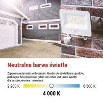 Naświetlacz LED GLARO PIR 20 W, biały, IP54, 2000 lm, neutralna biel