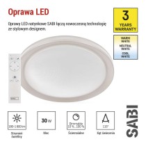 Oprawa LED SABI 30W regulowana CCT, ściemnialna, z pilotem