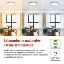 LED stropno svetilo SABI, okroglo, 30W, zatemnilno, nastavljiva CCT
