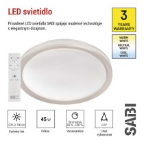 LED prisadené svietidlo SABI, kruhové 45W, stmiev.so zmenou CCT