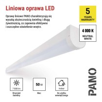 Oprawa liniowa LED PANO 50W, biała neutralna