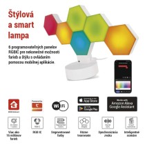 GoSmart LED stolná lampa Hexagon biela, 6 častí, RGBIC stmievateľná, WiFi