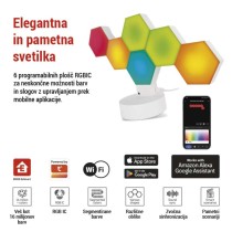 GoSmart LED namizna svetilka Hexagon bela, 6 delov, RGBIC možnost zatemnitve, WiFi