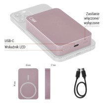 Powerbank EMOS WI 1046, 10 000 mAh, 20 W+Wireless, baby pink
