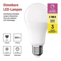 LED Lampe Classic A60 / E27 / 10,5 W (75 W) / 1 060 lm / Warmweiß / Stufendimmung