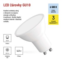 LED žárovka Classic MR16 bílá / GU10 / 1,3 W (16 W) / 150 lm / studená bílá