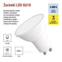 Żarówka LED Classic MR16 / GU10 / 1,3 W (16 W) / 150 lm / zimna biel
